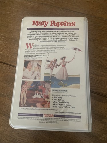 VINTAGE 1964 Walt Disney Home Video Mary Poppins (VHS Clamshell Case) Excellent - Picture 2 of 4