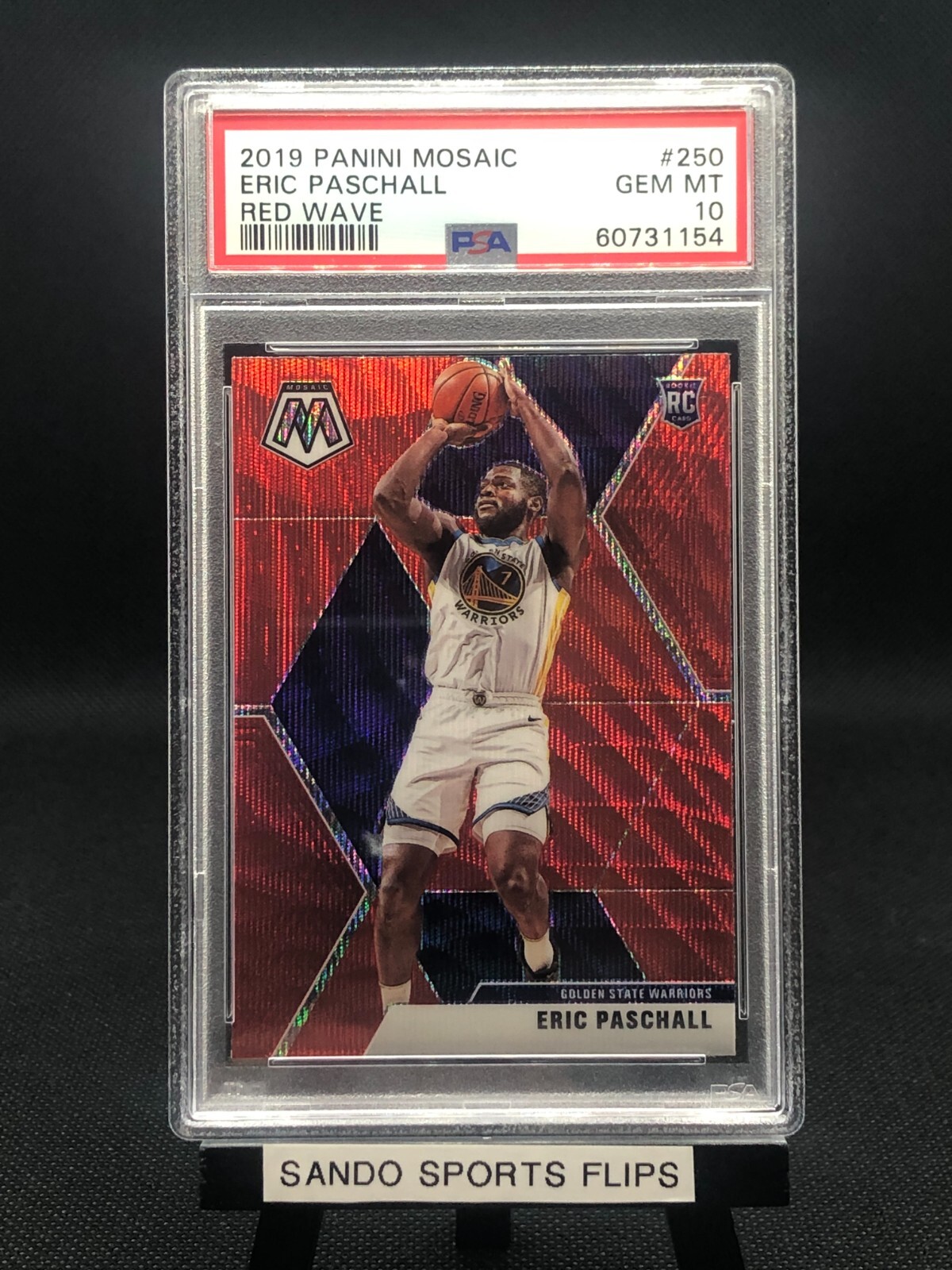 2019 Panini Mosaic Eric Paschall Red Wave Warriors Rookie Card RC #250 PSA 10