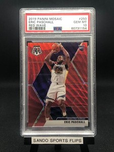 2019 Panini Mosaic Eric Paschall Red Wave Warriors Rookie Card RC #250 PSA 10