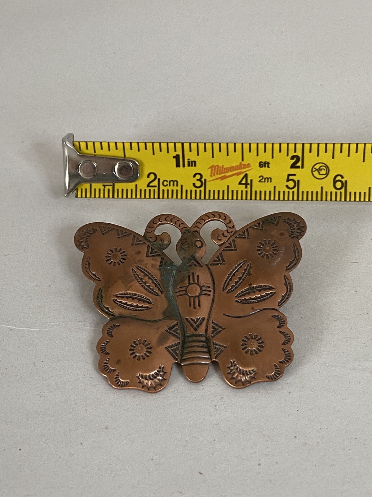 Southwestern Style Embossed Solid Copper Butterfl… - image 4