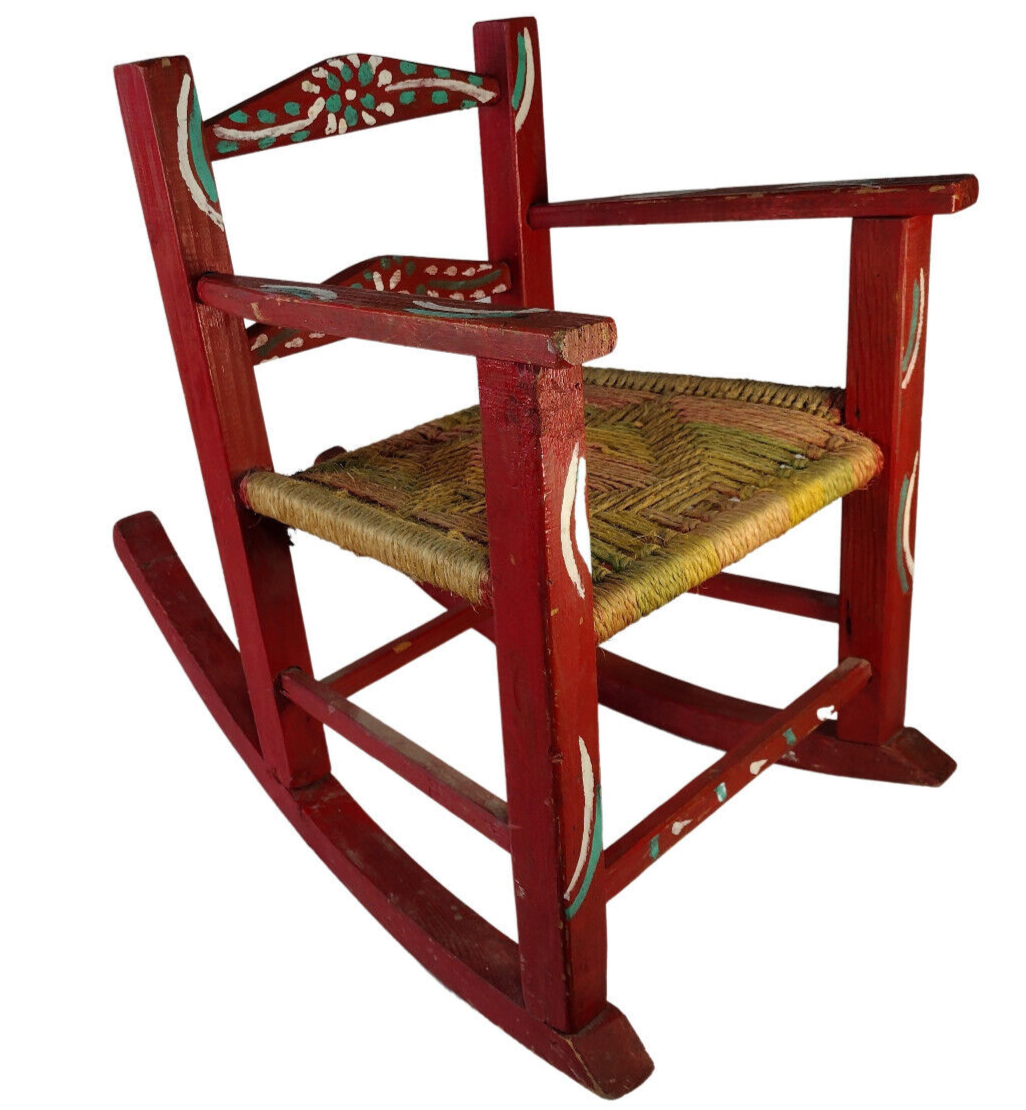 VR Early 19th Century 1800s Childrens Hand Painted Crafted Rocking