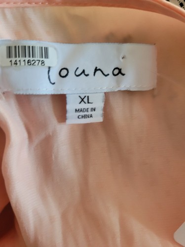 Louna Anthropologie Damen rosa Pfirsich geknöpftes Oberteil vorne XL - Bild 3 von 4