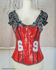 Daisy Corsets Sequined 69 Football Medium Fantasy Over Bust Lingerie Bustier Got