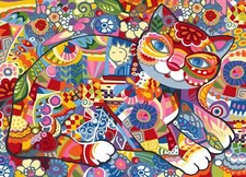 Seg De Paris Needlepoint canvas for halfstitch without yarn Canvas Cat Flora ...