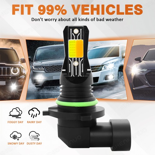 For Toyota 4Runner 2003-09 2X 9006 LED Fog Bulbs Dual Color White+Yellow - Picture 9 of 11