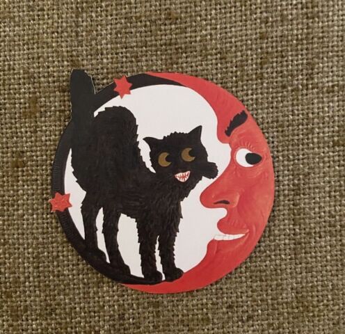 U Pick Vintage Inspired Cat Stands on Man in Moon Halloween Cardstock Decoration - Picture 10 of 11