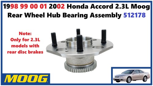 1998 99 00 01 2002 Honda Accord 2.3L Moog Rear Wheel Hub Bearing Assembly 512178 - Picture 1 of 8