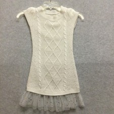 Cherokee Sweater Dress Girls XS Ivory Gold Dot Tulle Bottom
