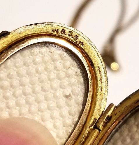 W.&S.B Antique Victorian Gold Filled 14/20 Repousse Flower Locket Necklace" - Picture 9 of 10