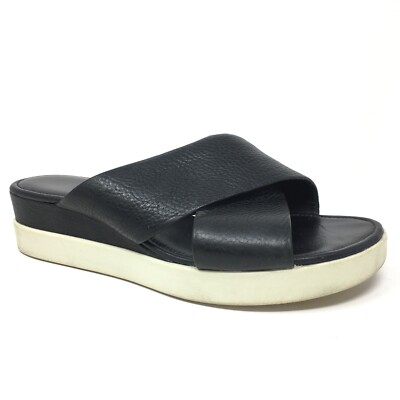 Ecco Touch Slide Flip Flops Sandals Shoes Womens Size 7 US 38 EU Black Leather