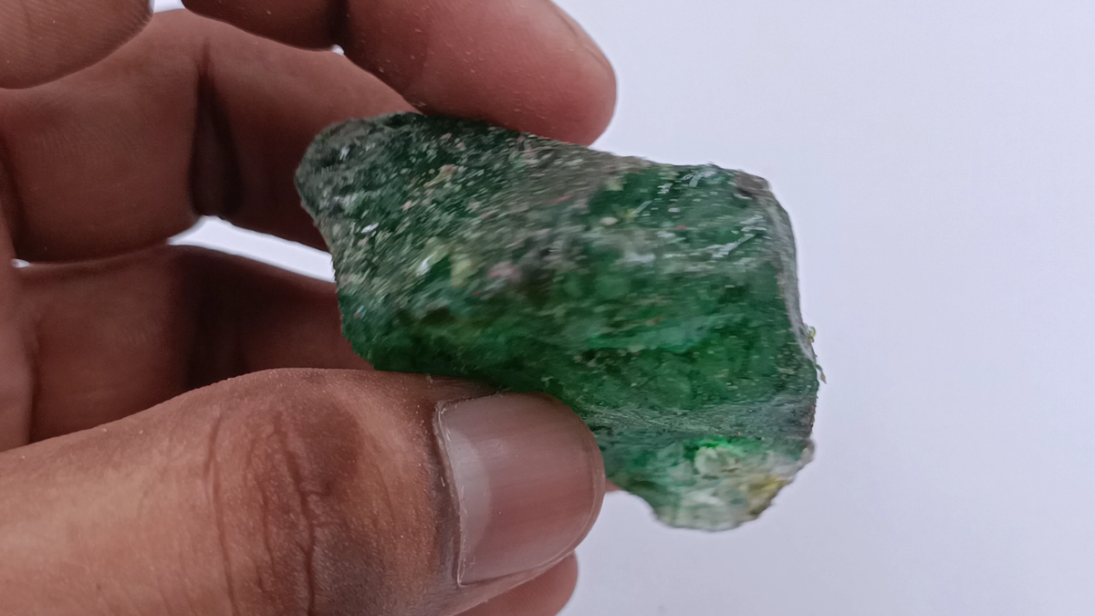 206Ct Natural EGL Certified Green Emerald Rough Dyed Loose