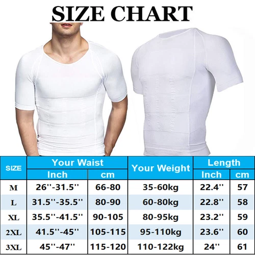 Men's Tummy Control Body Shaper Tops Hide Gynecomastia Chest Fat Shirt Shapewear - Picture 16 of 38