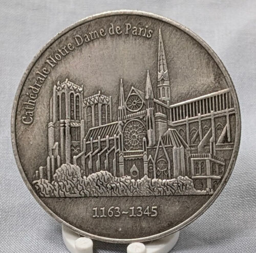Notre Dame Kirche Silber Münze Paris Antik Religion Jesus Frankreich Alt Ungewöhnlich USA - Bild 4 von 13