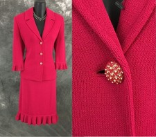 NEW BEAUTIFUL St John collection knit pink jacket skirt suit size 6 8