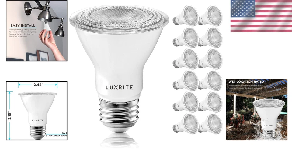 12 Pack Dimmable LED Spotlight Bulbs, 7W, 3500K - 500 Lumens - Image 2 of 4