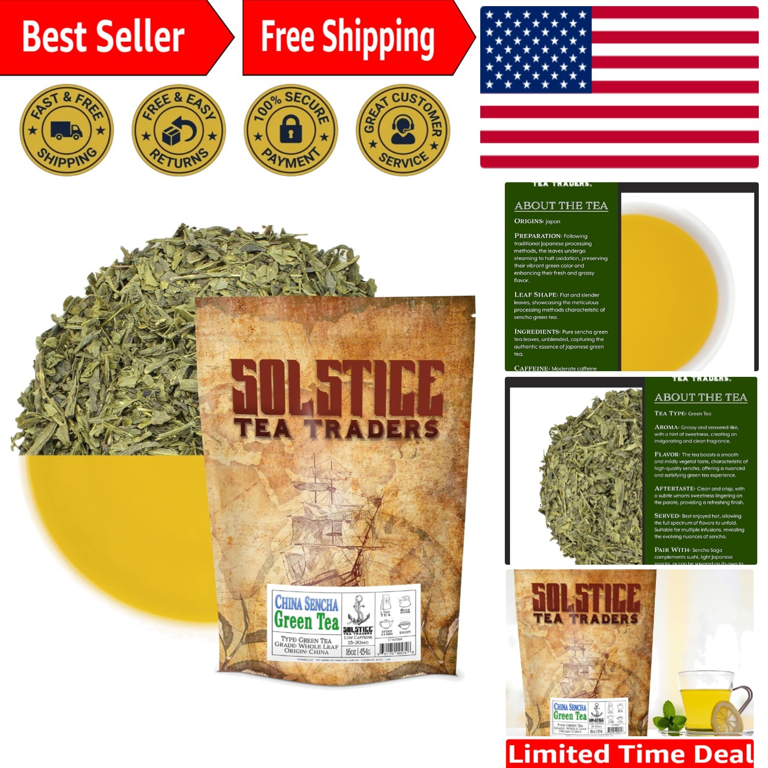 Japanese Sencha Green Tea - 1 Pound Loose Leaf for Everyday Enjoyment