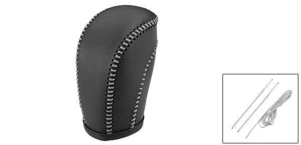 Car Gear Shift Lever Cover for Volkswagen Atlas 2018-2022 Black Gray Stitches - Image 2 of 4