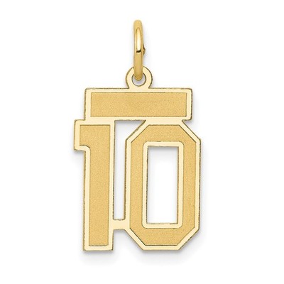 14k Gelbgold kleine Satin Zahl 10 Charm Halskette Damen