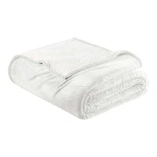 Velvet Plush Reversible Sherpa Blanket, White, King