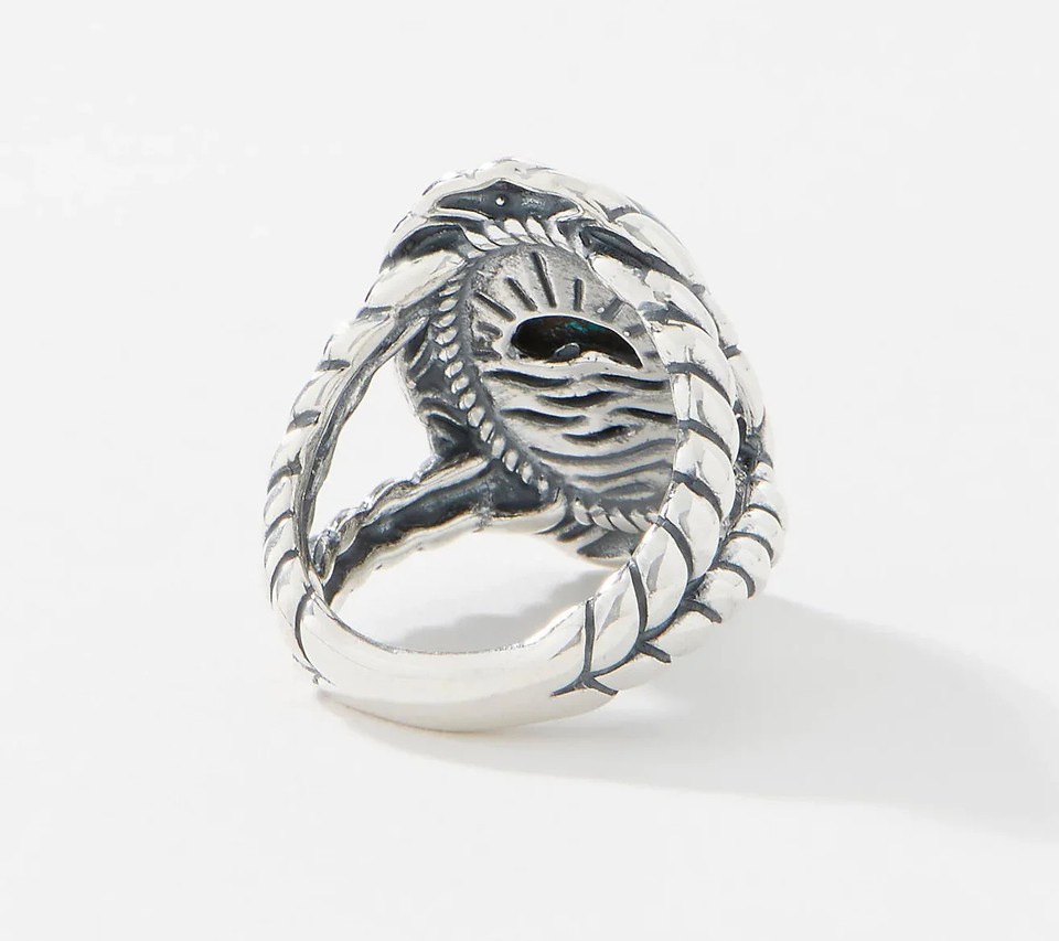 American West Sterling Silver Oval Chrysocolla Gemstone Rope Border ...