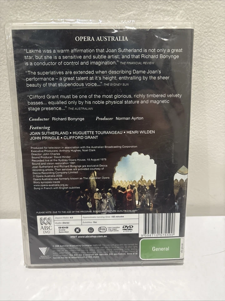Opera Australia : Lakme region 4 DVD (Joan Sutherland musical stage show) - Image 2 of 4