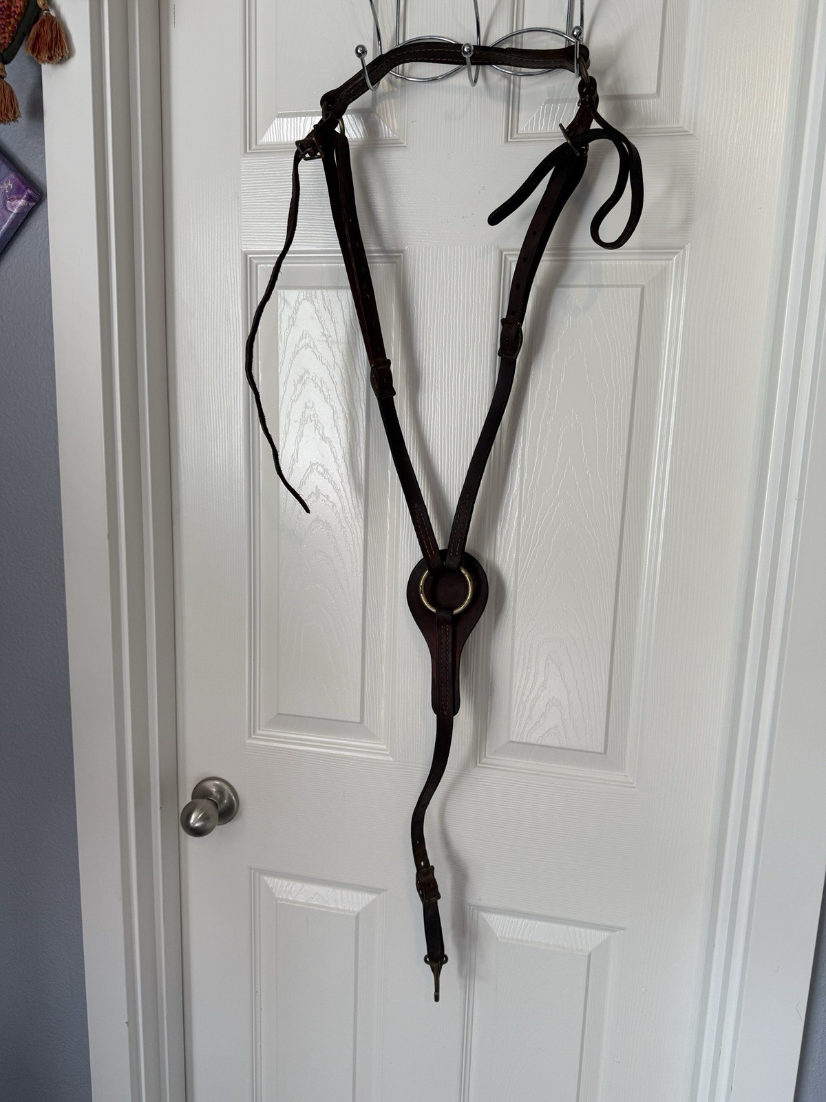 Italian Western English Brown Leather Thin Breast Collar Horse Size