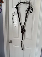 Italian Western English Brown Leather Thin Breast Collar Horse Size