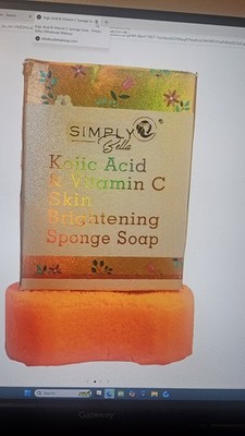 Simply Bella Kojic Acid Vitamin C Brightening Orange Sponge Soap for Body Face