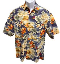 Pierre Cardin Hawaiian Shirt Button Up Short Sleeve Cotton Tropical Men s Medium
