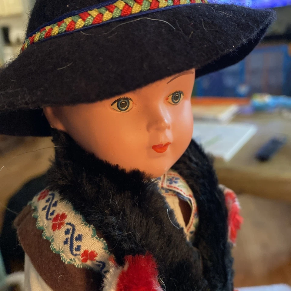 Muñeca niño Eslovaquia vintage 12" celuloide Polonia Goral disfraz popular raro años 40 Foto 2 de 4