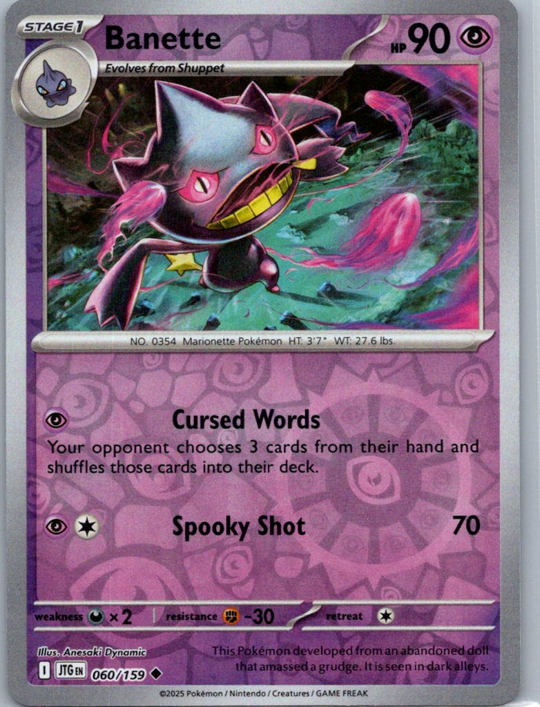 Pokemon Reverse Holo Banette SV09: Journey Together 060/159 LP