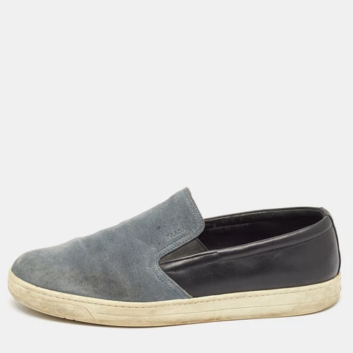 Baskets à enfiler Prada Sport noir/bleu daim et cuir taille 43