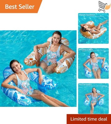 Inflatable Pool Float Chair 2 Pack Vinyl Lounge Floats for Adults Water Party