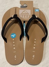 Reef Women  s Solana Black / Tan Flip Flop Sandals Size 8