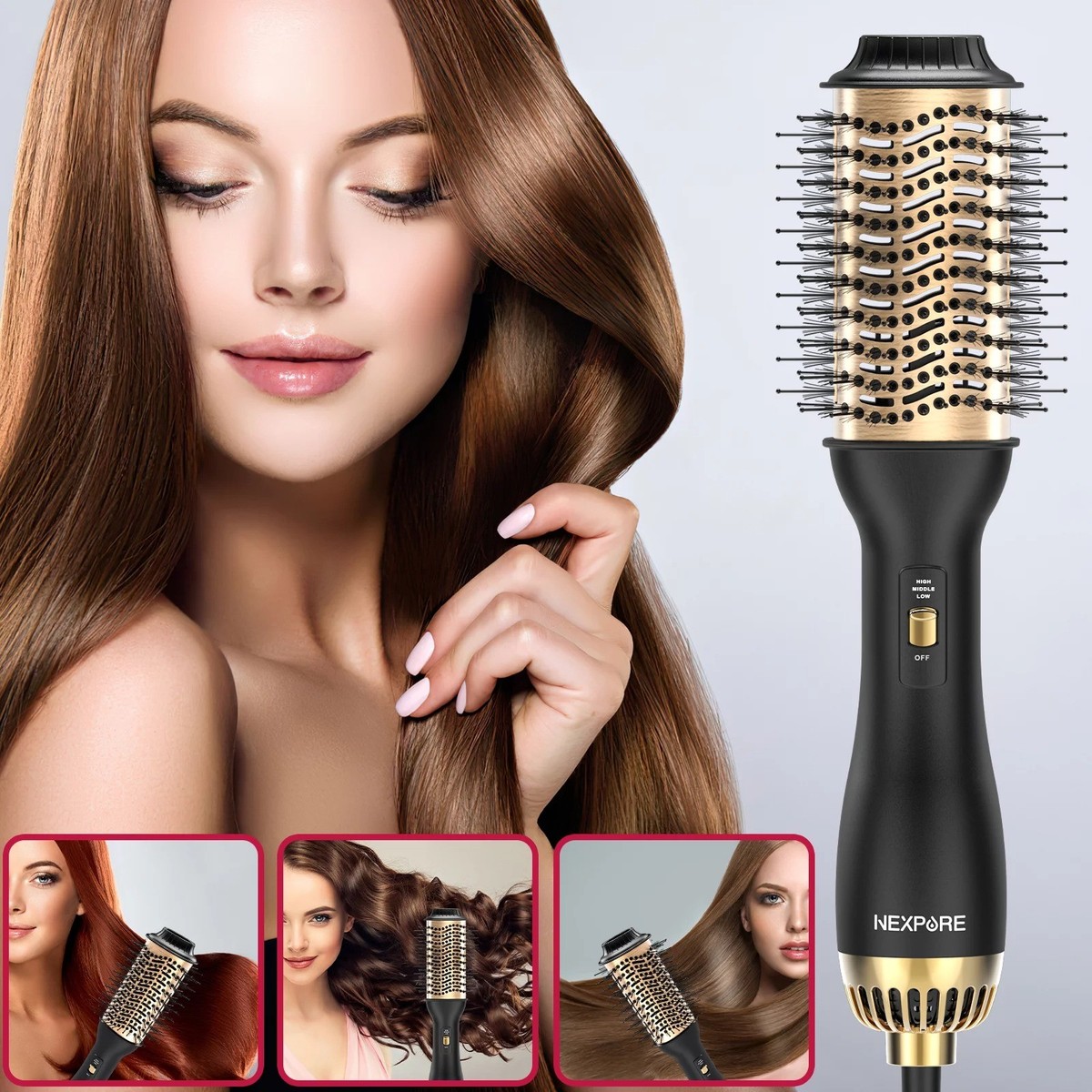 NEXPURE SM-5368 Ceramic Titanium Barrel 4 in 1 Hair Dryer Brush | eBay