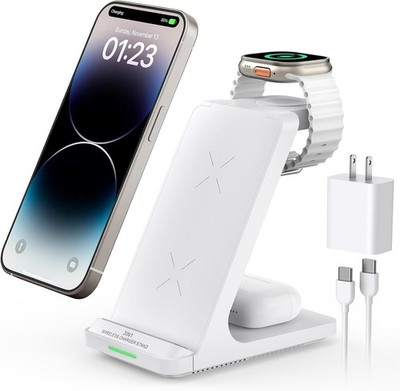 3 in 1 Charger stand For Multiple Devices, Fast Wireless Charging Station