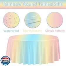APUXXJUPA Rainbow Tablecloth, Round Disposable Pastel Party Decorations Color...