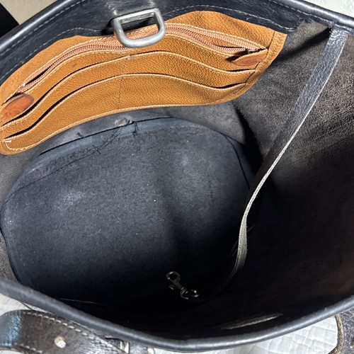 Vintage DOONEY & BOURKE Black Leather Bucket Tote Bag Southwestern Concho USA - Picture 6 of 12