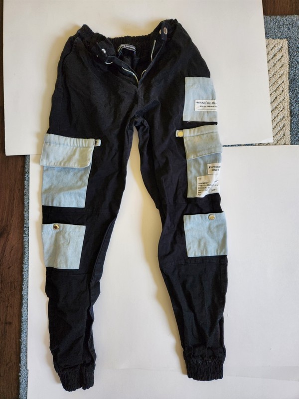 Manière De Voir DENIM PATCH CARGO PANTS  Women's-BLACK, Size 6