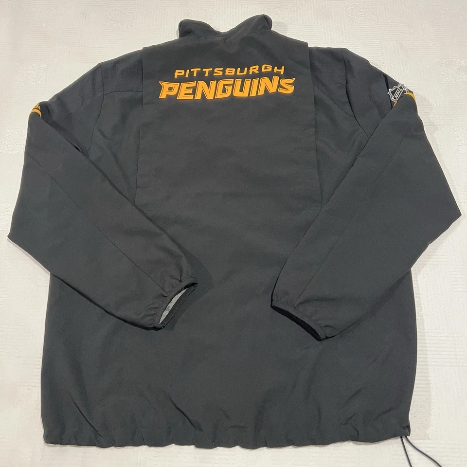 Adidas Pittsburgh Penguins 1/2 Zip Jacket Men's L NHL Black Pullover - Image 3 of 4