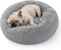 Hundebett Waschbar Flauschig Ø 70 Cm Katzenbett PlüSch Rund Kuschelbett Hellgrau