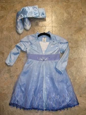 Disney Frozen Elsa Costume DRESS Blue Ice Princess & SHOES Kids 4 - 1 Bead Miss