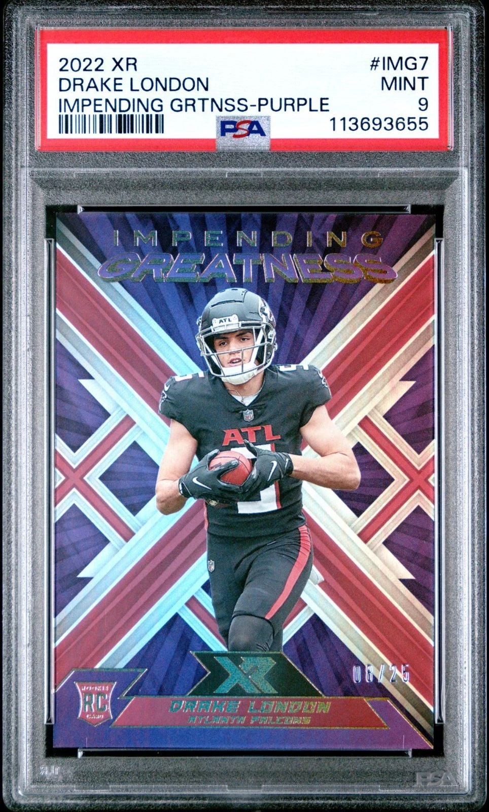 Drake London Panini XR Impending Greatness #IMG7 Purple