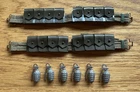 Vintage 1960's HASBRO GI Joe GREEN CARTRIDGE BELT w/SLIDER (Qty 2) & 6 GRENADES
