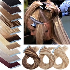 Invisible Tape In Human Hair Extensions Skin Weft Premium Hair Full Head 80pcs