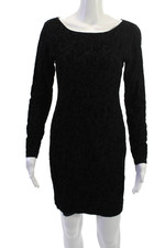 Alice + Olivia Womens Black Bodycon Sheath Dress Long Sleeve Round Neck Size M