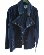 DG2 by Diane Gilman Dark Wash Military Style Denim Jacket Sz 1X plus