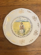 Vintage Figgjo Flint Norway Collectible Plate Girl Wheat Grain Field 10 3/4"