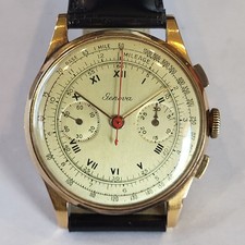 L87 1950’s 18-Karat 18K PINK GOLD 2 reg GENEVA CHRONOGRAPH 38mm OVERSIZED!