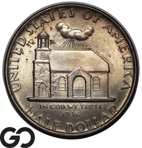 1936 Delaware Commemorative Half Dollar, Solid Gem BU++ - Picture 2 of 3